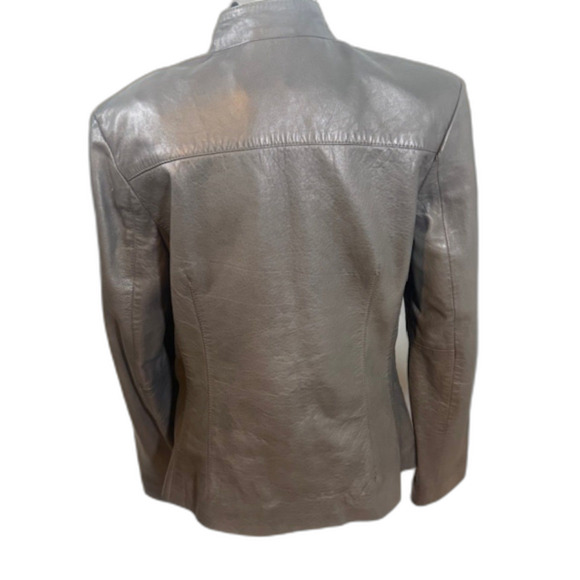 Bod & Christensen 100% Leather Blazer Jacket Grey Taupe M Soft Supple Designer - Picture 8 of 13